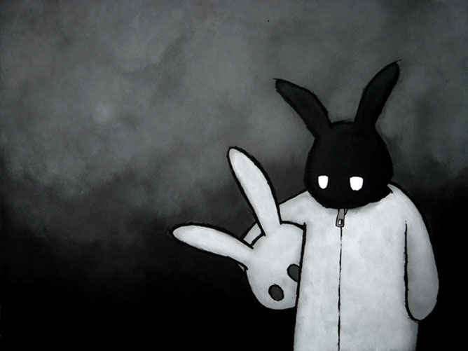 Donnie Darko, feketén fehérben, fekete nyúl fehér nyúl képében