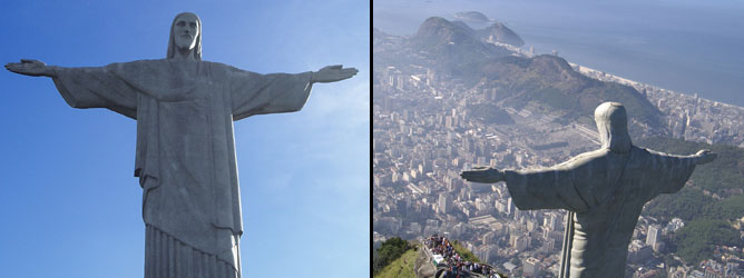 Jézust ábrázoló, kitárt karjaival keresztet formáló műalkotás a brazíliai Rio de Janeiróban.