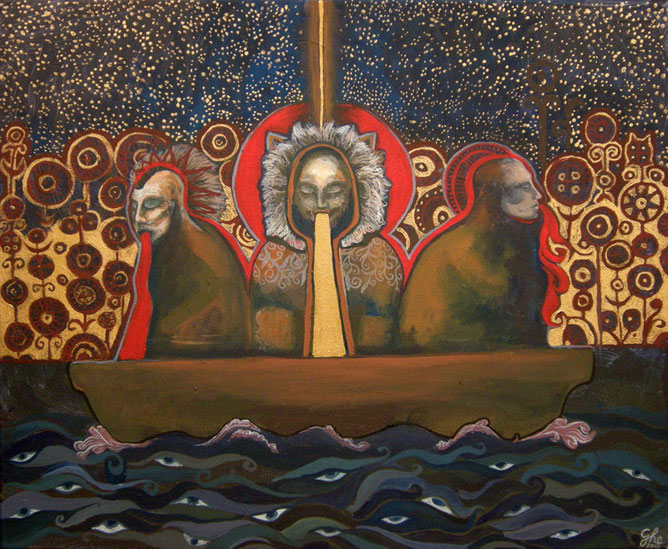 Három sámán egy csónakban; égi összeköttetés; szemek a hullámokban.