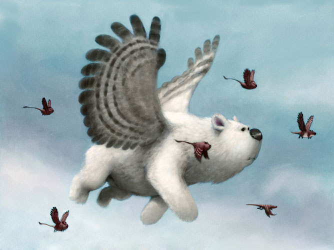 Repülő szárnyas kutya; 3d animáció.