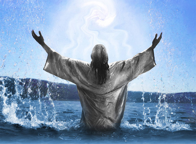 Jézus az óceánban kürölötte energiával.